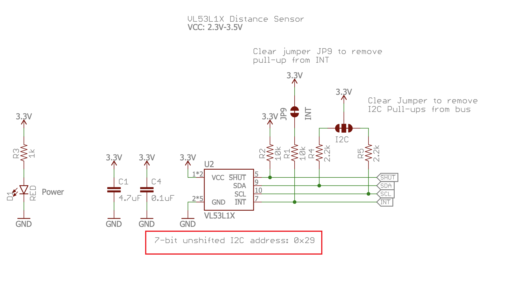 i2c addr of ToF sensor